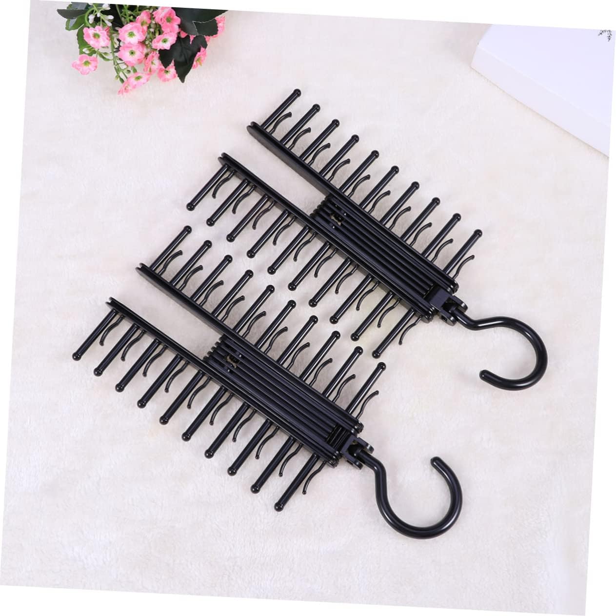 3pcs Tie Rack Hanger Rack Belt Hanger Multifunctional Space Saving for Neckties Scarfs Belts Hooks
