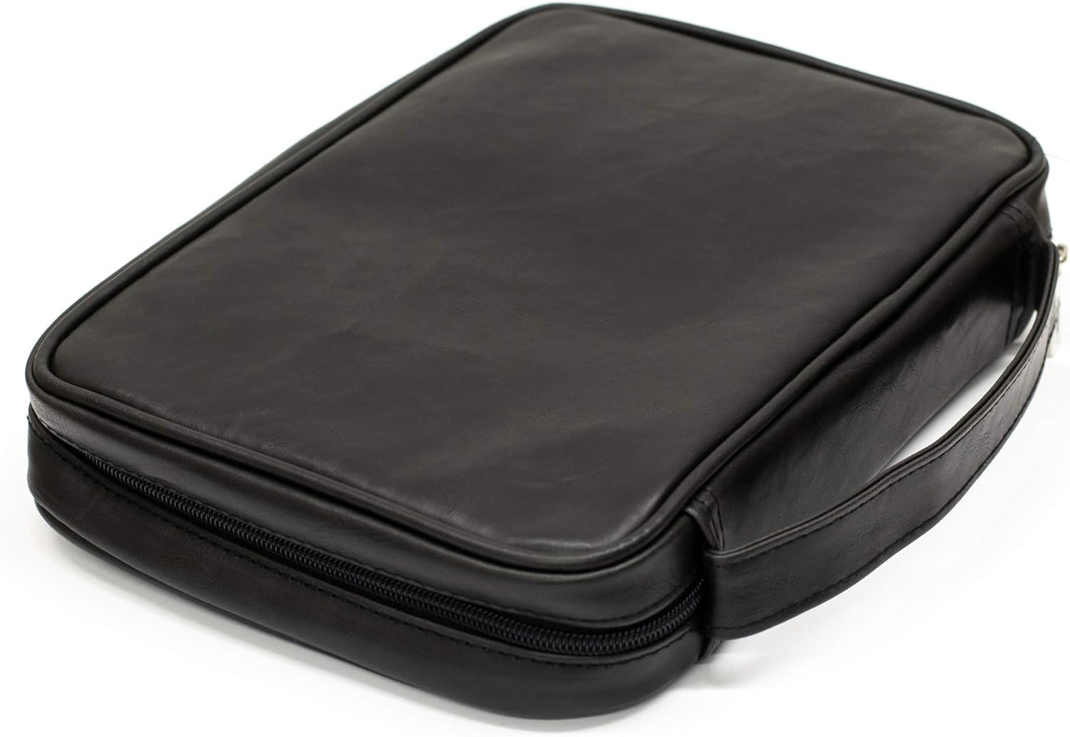 Zipper Pocket Leather Distressed Bible Cover Case with Handle - Image 4