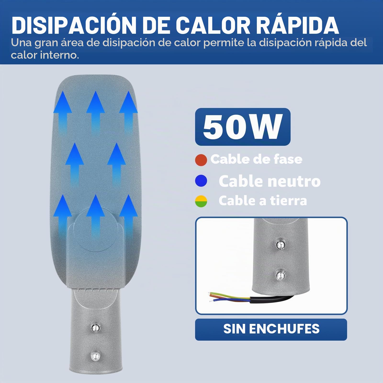 RIGIDON exterior lámpara de calle led 50W 4052lm blanco cálido 4000K | alumbrado público, aluminio farola de calle, luz de seguridad, para jardín garaje patio plaza corte, IP66 impermeable