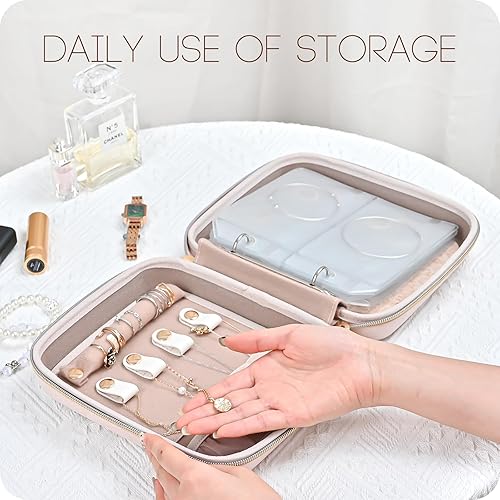 Miniatura 3 de ProCase Estuche organizador de joyas de viaje mediano, carpeta de anillos con bolsillos transparentes para presentación, bolsa con cremallera para
