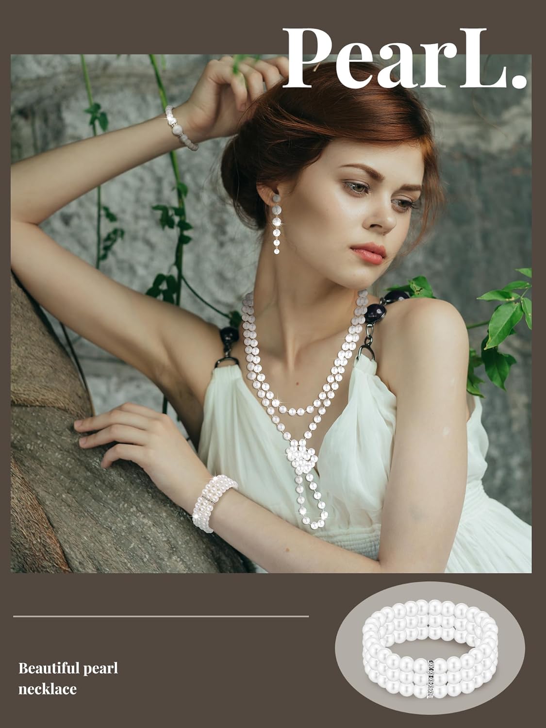 BBTO 8 Pcs Pearl Necklace and Earrings Set for Women Faux Pearl Bracelets Costume Jewelry Set for Wedding Bridal Shower Birthdays Dance Balls Party Gifts - Image 5