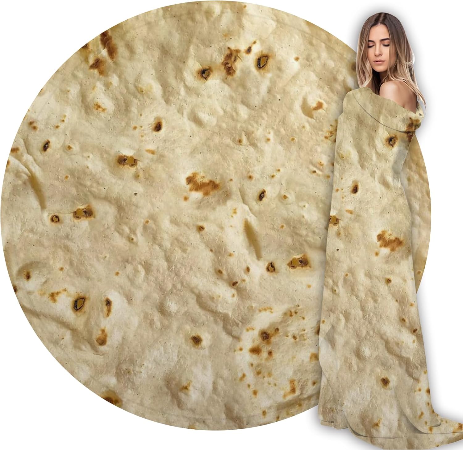 Burritos Tortilla Throw Blanket, Novelty Tortilla Round Blanket