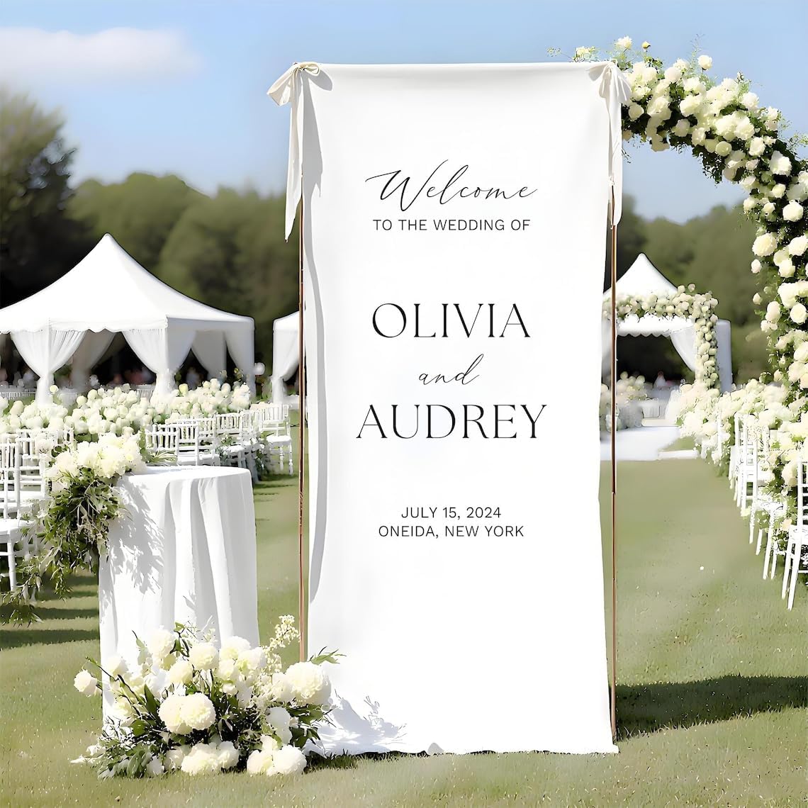 Amazon.com: Letrero de bienvenida de boda de tela personalizado ...
