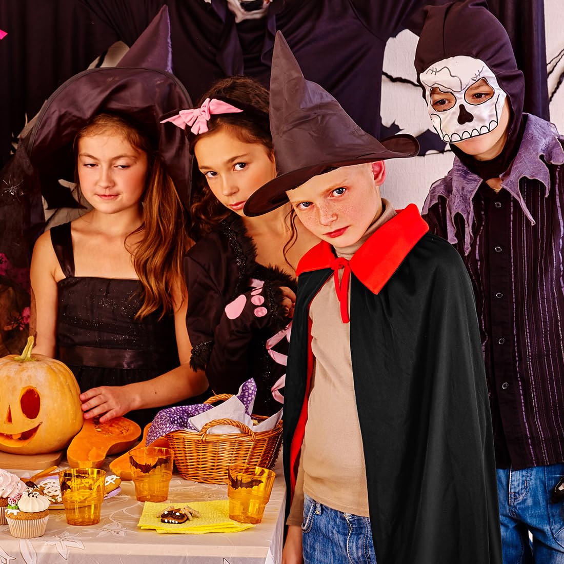Cape Vampire Réversible Noir Rouge Avec Capuche - Costume Halloween Cosplay Enfants Et Adultes