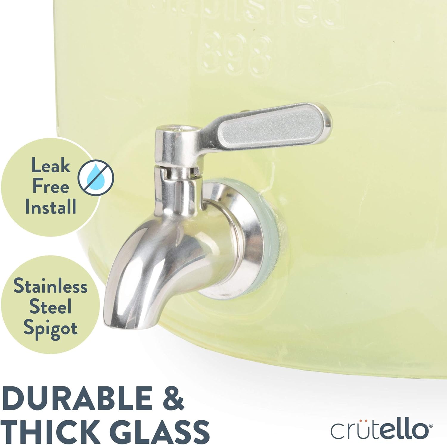 Crutello Outdoor Glass Beverage Dispenser with Stainless Steel Spigot & Ice Cylinder - 2 Gallon Drink Dispenser for Tea, Lemonade, Cold Water & More - A Family-Owned American Brand - Image 3