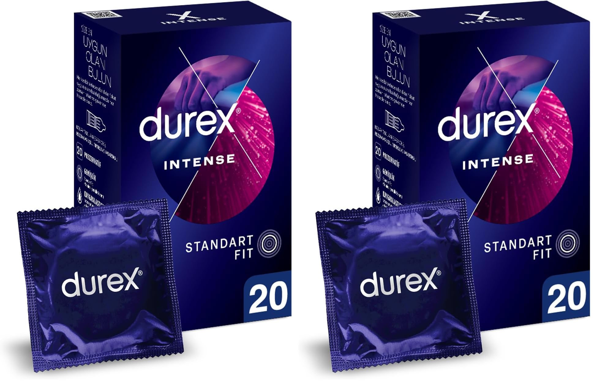 Durex Intense Uyarıcı Jelli ve Tırtıklı Prezervatif 20'li (1 x 20 Adet) (2 paketi)