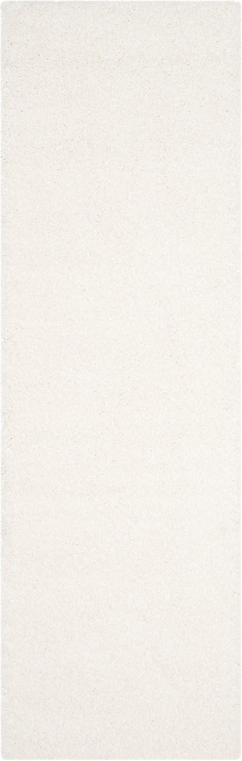 SAFAVIEH Santa Monica Shag Collection Runner Rug - 2'3" x 11', White, Solid Design, Non-Shedding & Easy Care, 2-inch Thick Ideal for High Traffic Areas in Living Room, Bedroom (SGN725-1010)