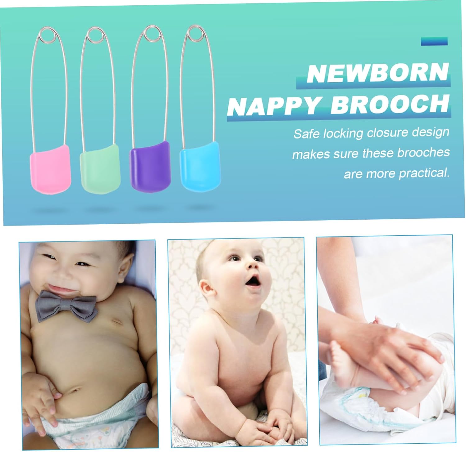 TEHAUX 300pcs Assorted Safety for Cloth Diapers and Secure Locking Brooches for Boys and Girls Nappies and Accessories