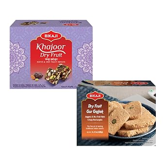 Bikaji Gur Dry Fruit Gajjak 400g & Khajur Dry Fruit Barfee 250g Combo Winter Special Til-Gur Sweet with Premium Date Barfi | Healthy Energy Sweet, Festive Treat & Celebration Combo