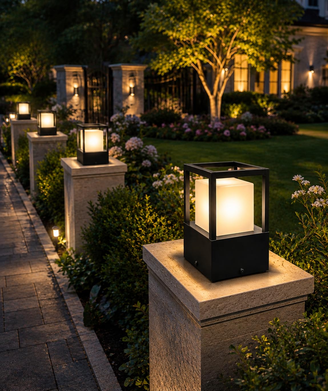 Premium Outdoor Pillar Gate Light with Square Bollard Design Waterproof Garden Lamp Outdoor Lighting for Home Entrance, Boundary Gate, Lawn & Pathway.-image-22