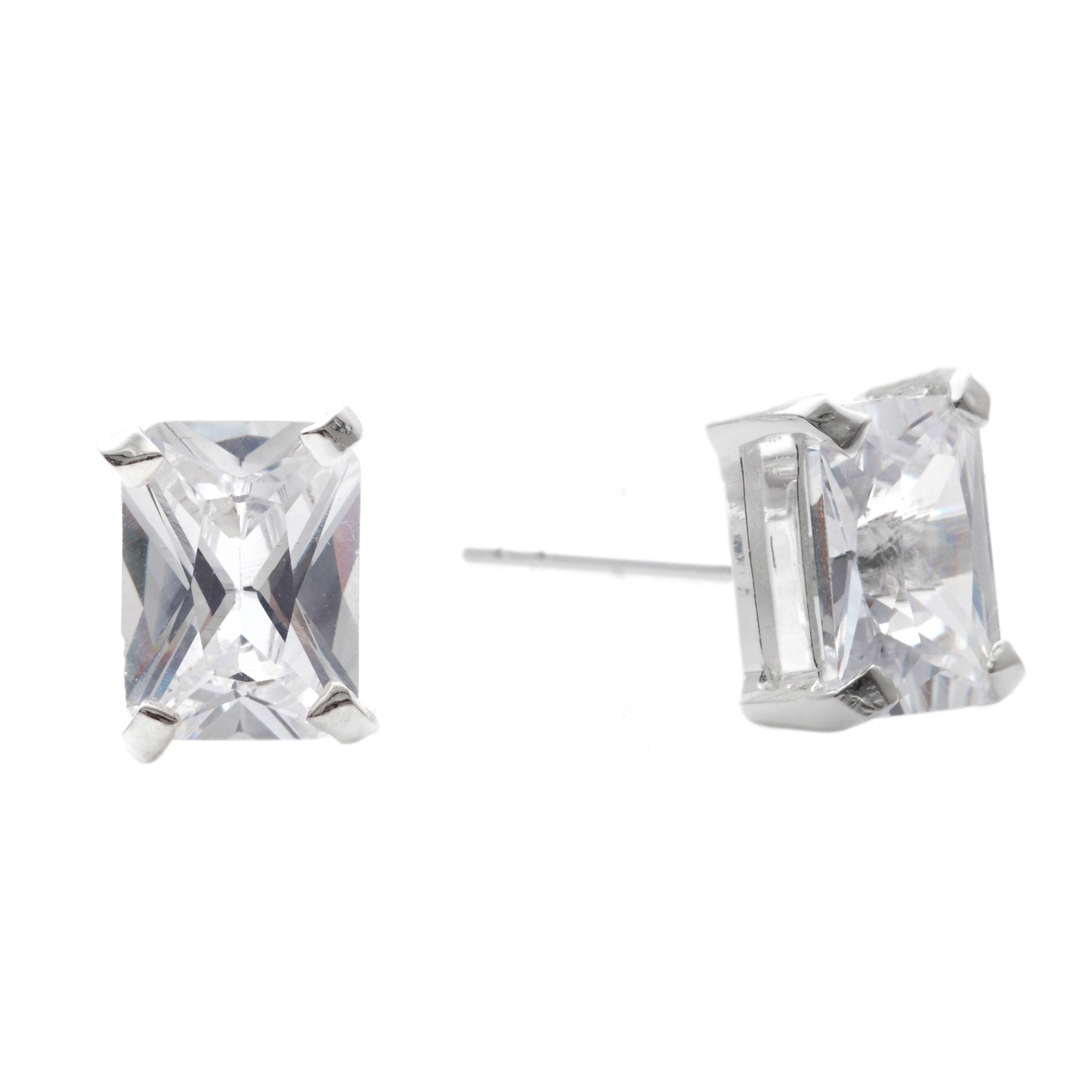 Orecchini a bottone quadrati con zirconi cubici da 5 mm in argento sterling e artiglio - Italia
