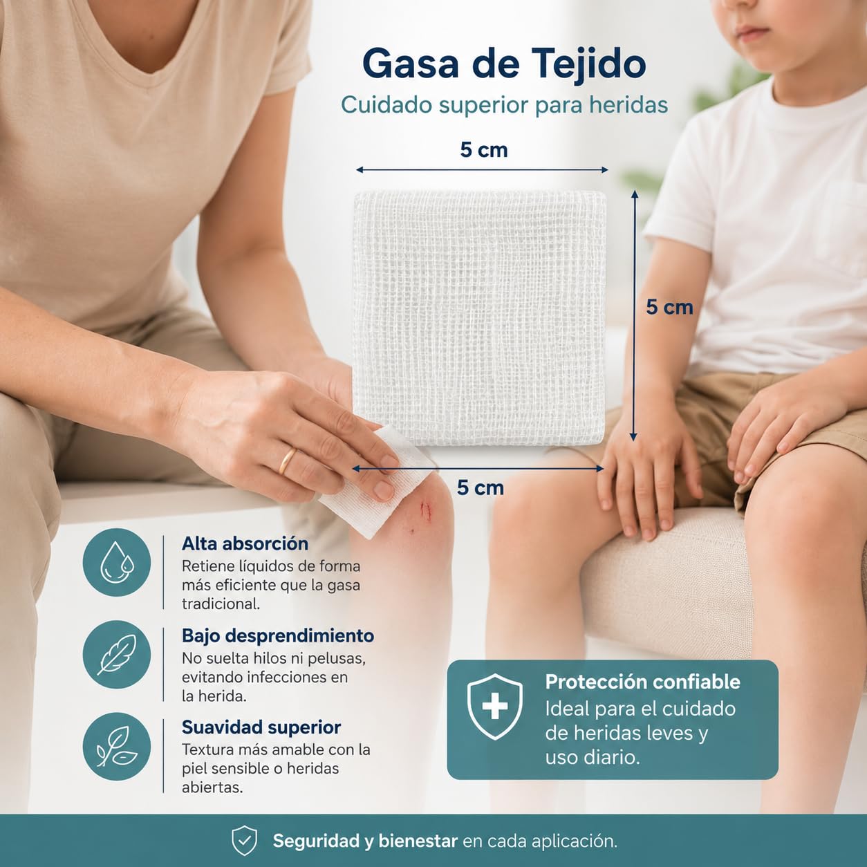 Pack 150 Unidades, 100 Apósitos Adhesivos Estériles Transpirables (5cm x 7,2cm) + 50 Gasas Esteriles de Tejido Sin Tejer (5cm x 5cm) Apositos Adhesivos Parches para Heridas Compresas de Curación