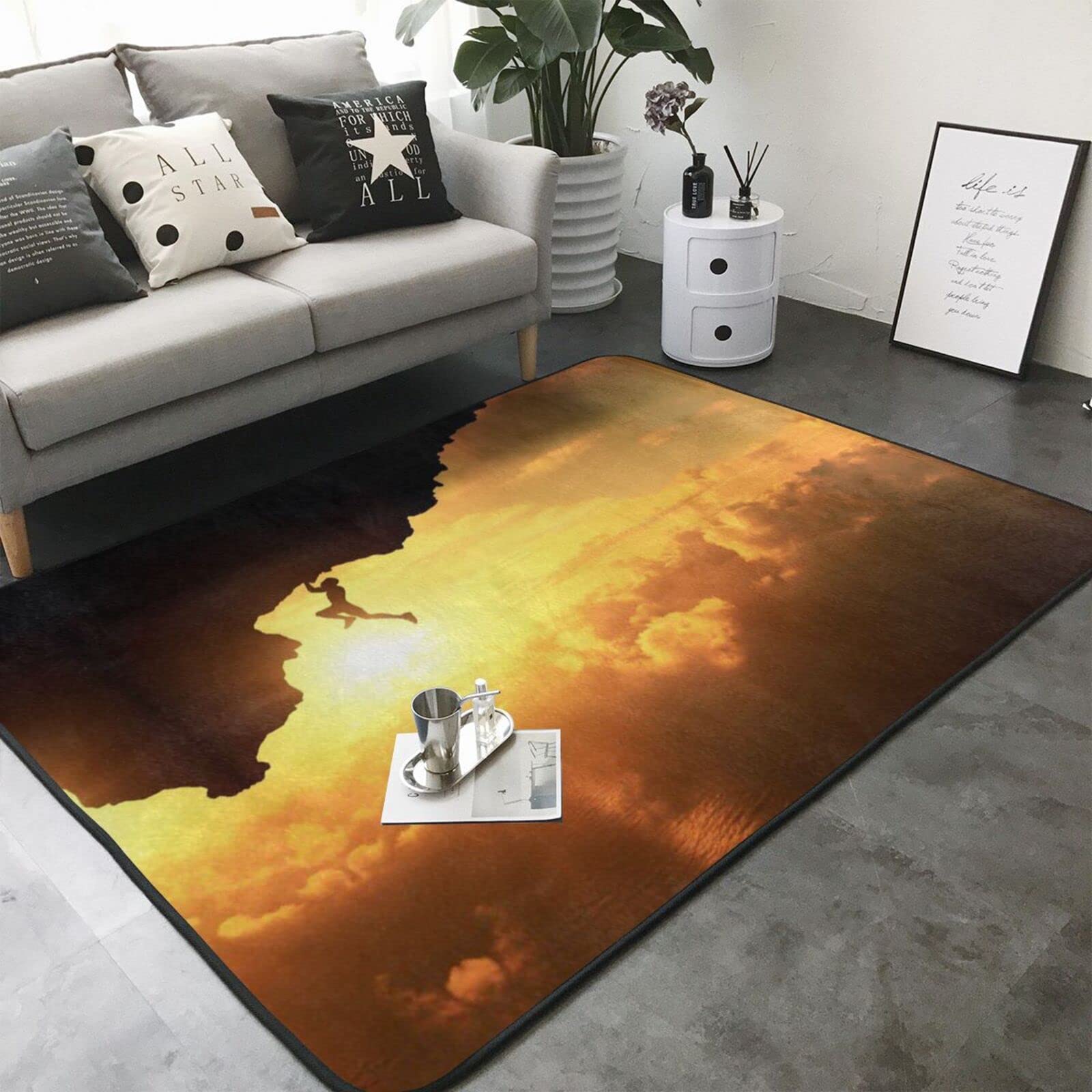 ALLOCS Klettern Sportbereich Teppich Anti-Rutsch Wohnzimmer Bodenmatte Schlafzimmer Teppich Home Decor Zimmer Bodenmatte 203 x 148 cm