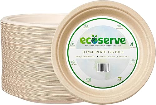 Miniatura 9 de Platos de papel desechables de alta calidad, 100 % compostables, de 10 pulgadas, desechables, resistentes y de alta calidad, sin BPA, bagazo