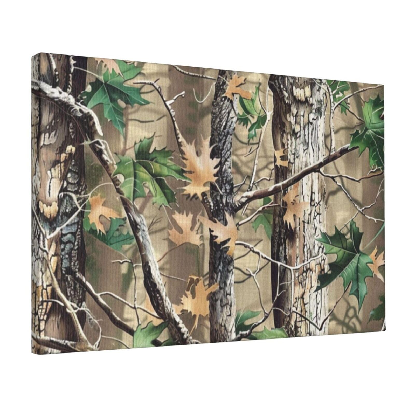YKLJG Hardwoods Green Camouflage Printed Wall Art Canvas Prints 45x30 CM Wooden Framed Picture Painting Artwork for Bedroom Kitchen Home Office Decor