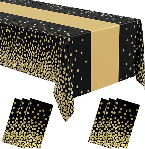 Oudain 6 manteles para fiestas, manteles de plástico con lunares impresos, impermeables, desechables, rectangulares, para cumpleaños, bodas, fiestas