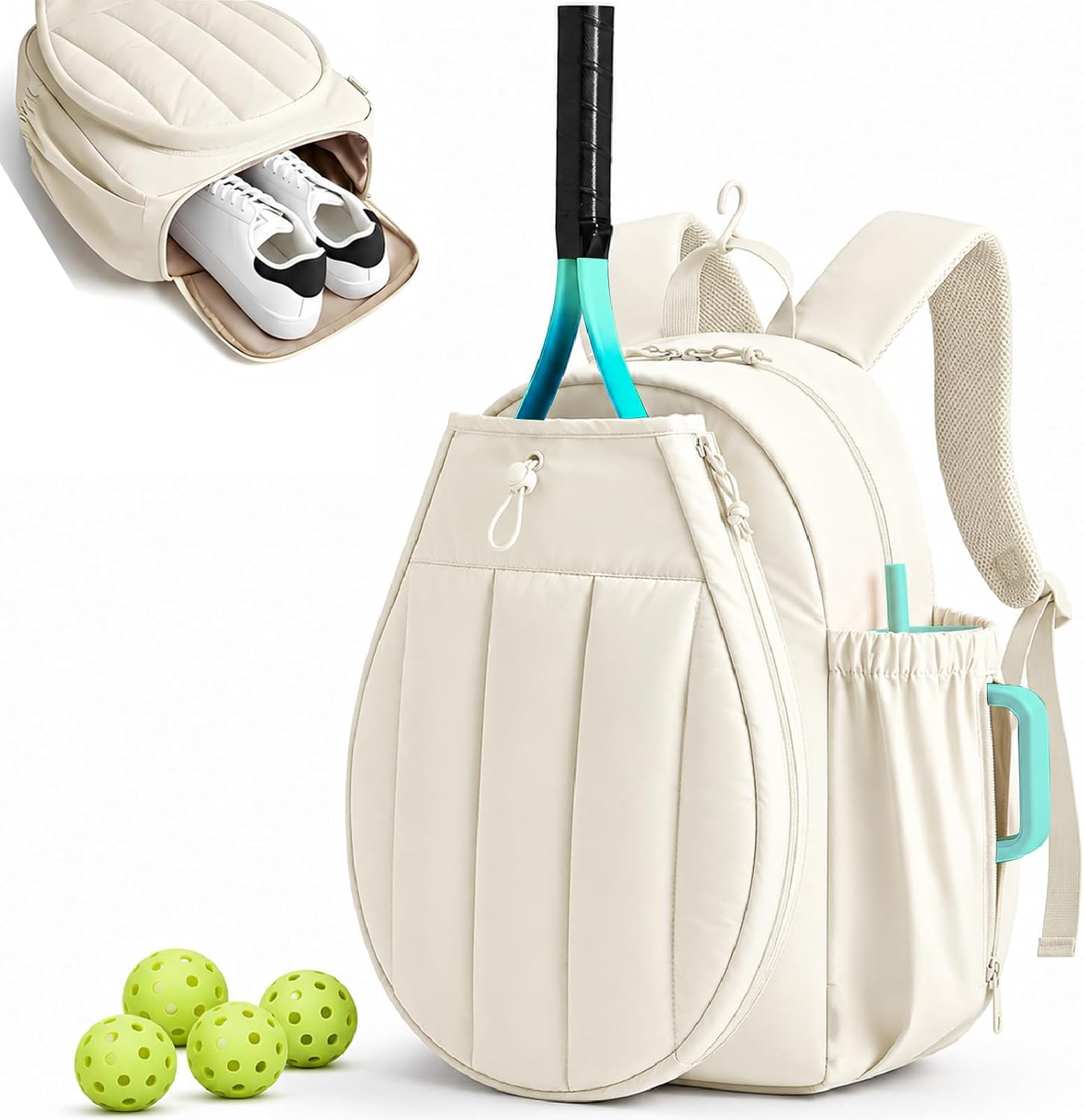 Pickleball Bag, Large Sports Pickleball Backpack with Shoe Compartment for Men Women