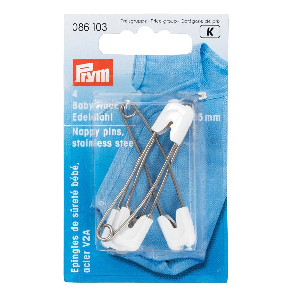 Prym - Prym Stainless Steel Blue (55mm) Nappy Safety Pins - 4 Pieces - Image 2