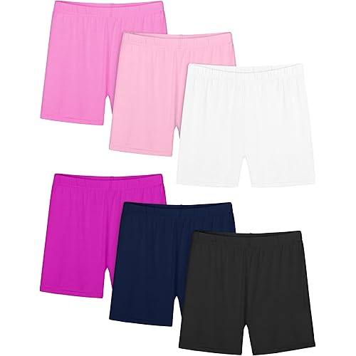 Resinta 6 Pack Girls Bike Shorts Under Dress Dance Cartwheel Shorts for Toddler Kids Summer Clothes Multicolor