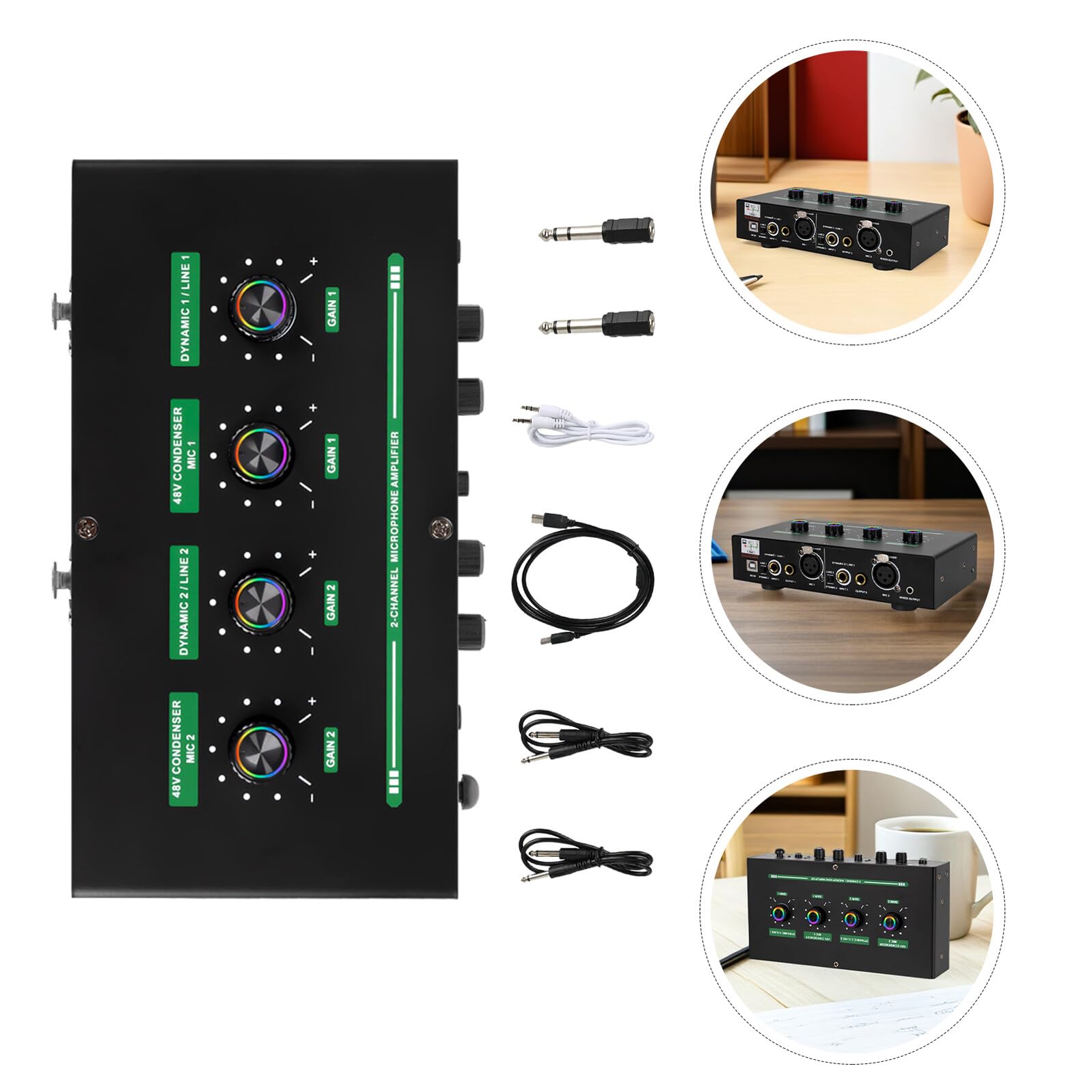 UPKOCH Amplificador de Reverberación Rutas para Voz Mezclador de Micrófono y Línea para Karaoke Casa Grabación Podcast y Salida de Línea Altavoz