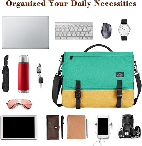 Miniatura 33 de MATEIN Bolsa tipo mensajero para hombres, mochila escolar para adolescentes, ligera de 17.3 pulgadas, maletín para laptop grande, bolsa cruzada