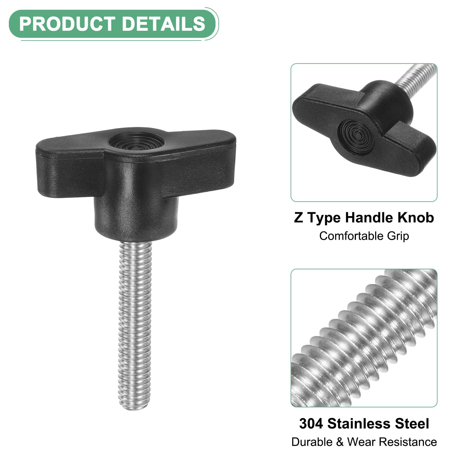 M METERXITY 12-Pack Thumb Screws, M6x30mm Tee Wing Knobs - Image 2