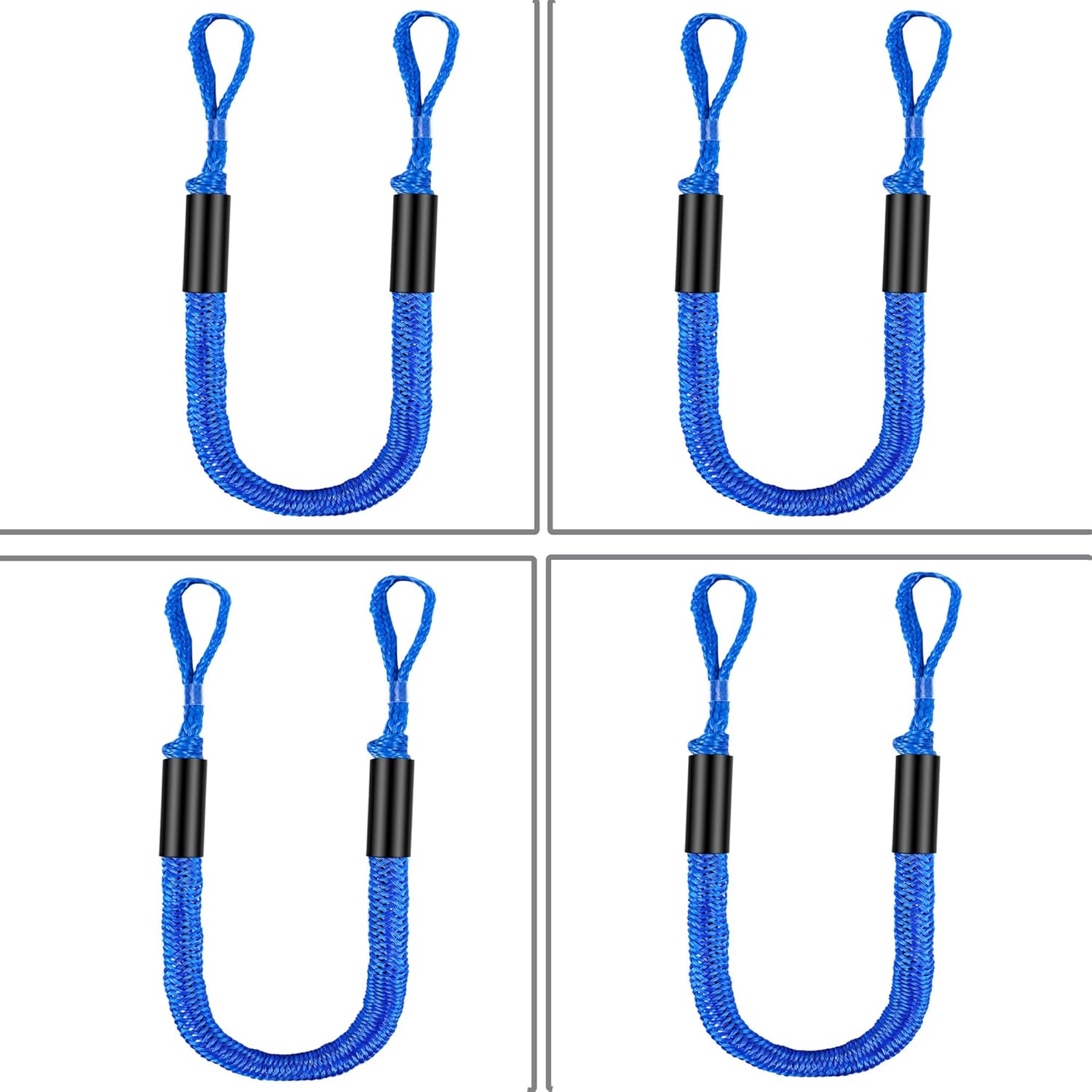 Boat Bungee Dock Lines, 4 feet Elastic Mooring Ropes, Shock Absorbing Docking Lines, Boating Accessories, for PWC, Waverunner, SeaDoo, Pontoon, Kayak, Dinghy, Small Boats, Boating Gift