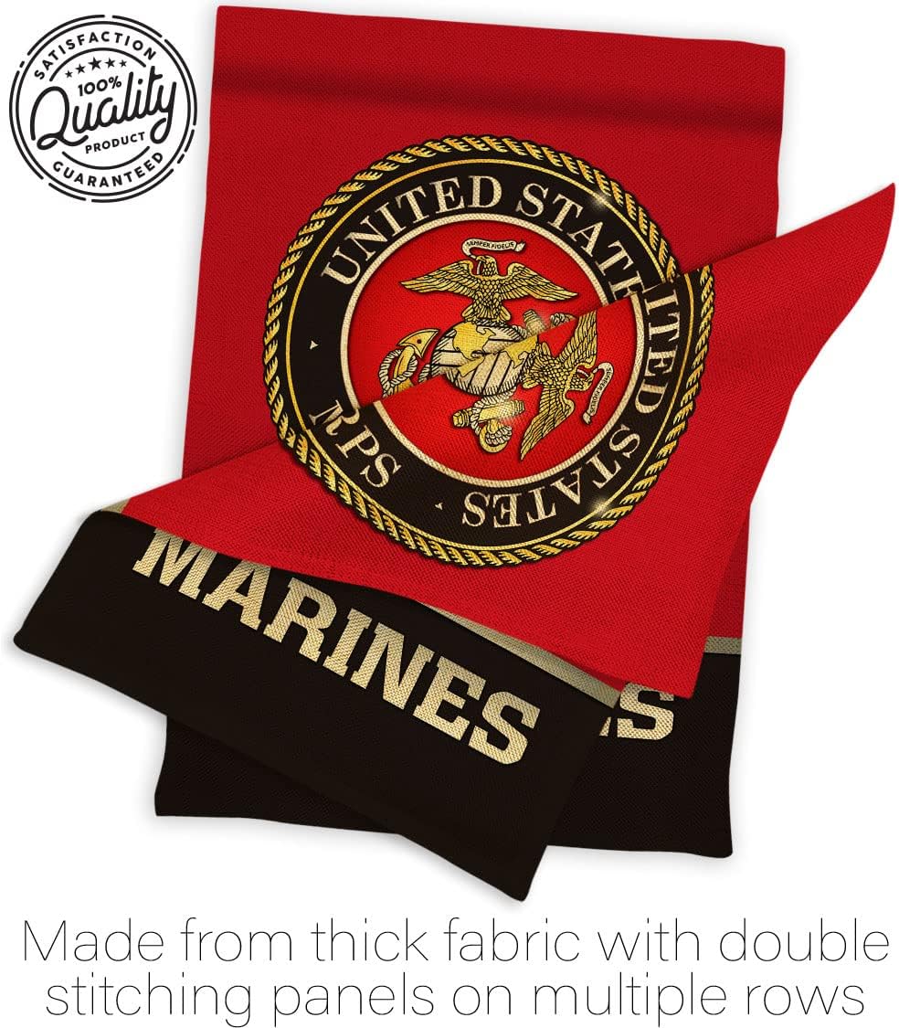US MILITARY United State Burlap Garden Flag Armed Forces Marine Corps USMC Semper Fi American Military Veteran Retire Official House Banner Small Yard Gift Double-Sided, Made in USA