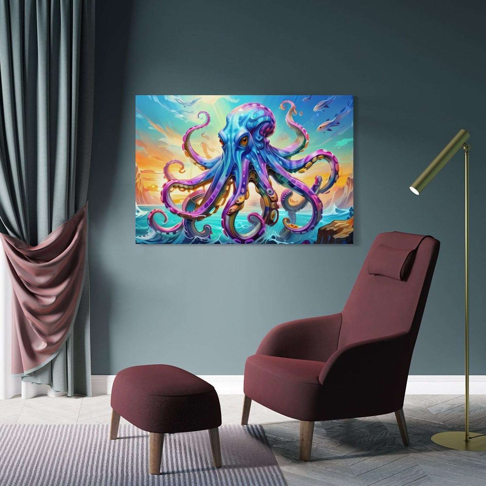 Junmoney Octopus Room Decor Wall Art, 20x30inch(50x75cm), for Entrance Walls, Hall Decor Or Foyers, A Neat Decor Update for Hallways
