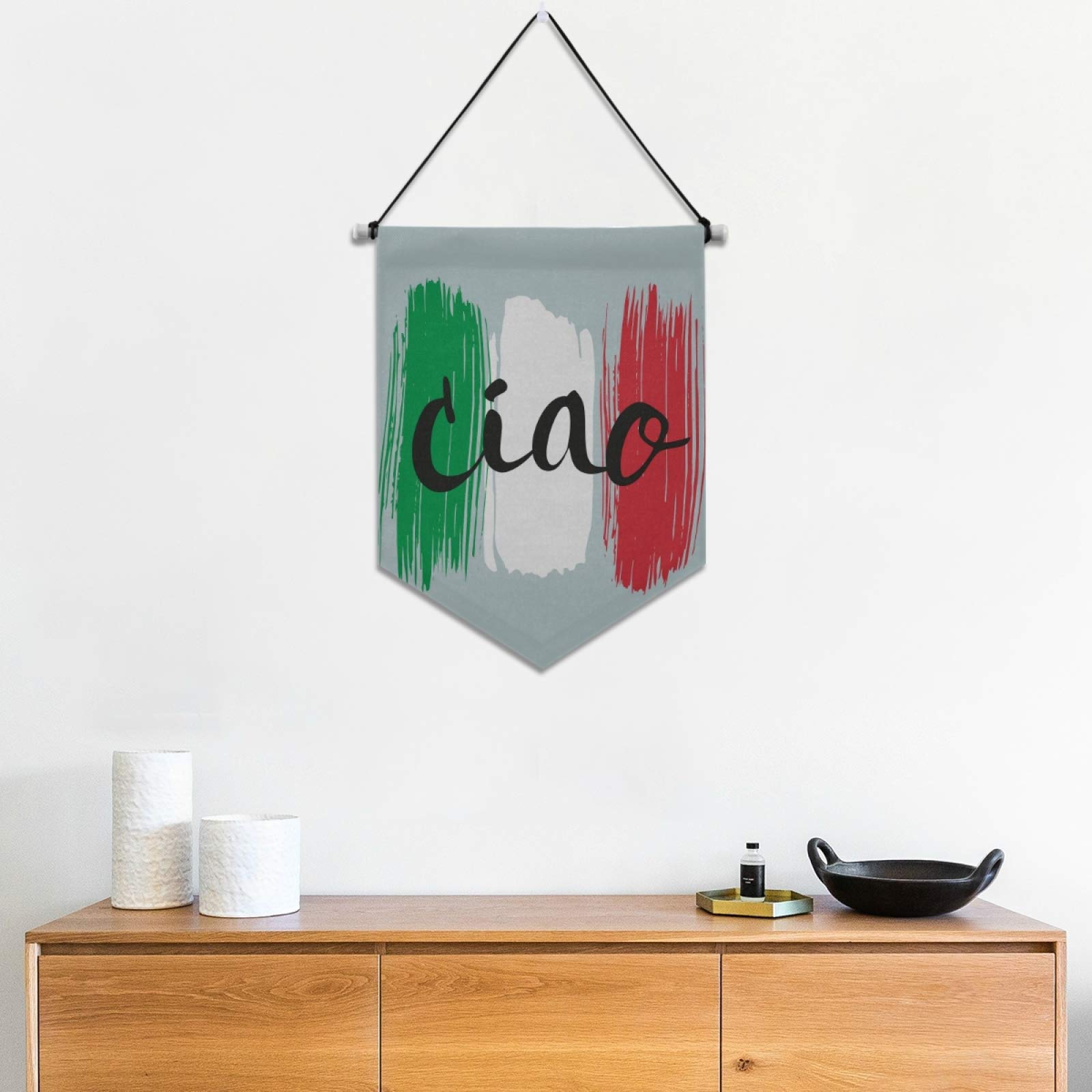 Targa Decorativa In Legno 'Ciao' - Scritta Italiana Stile Rustico - 12,7x12,7 Cm - Da Parete O Da Tavolo - Regalo Originale Per Casa