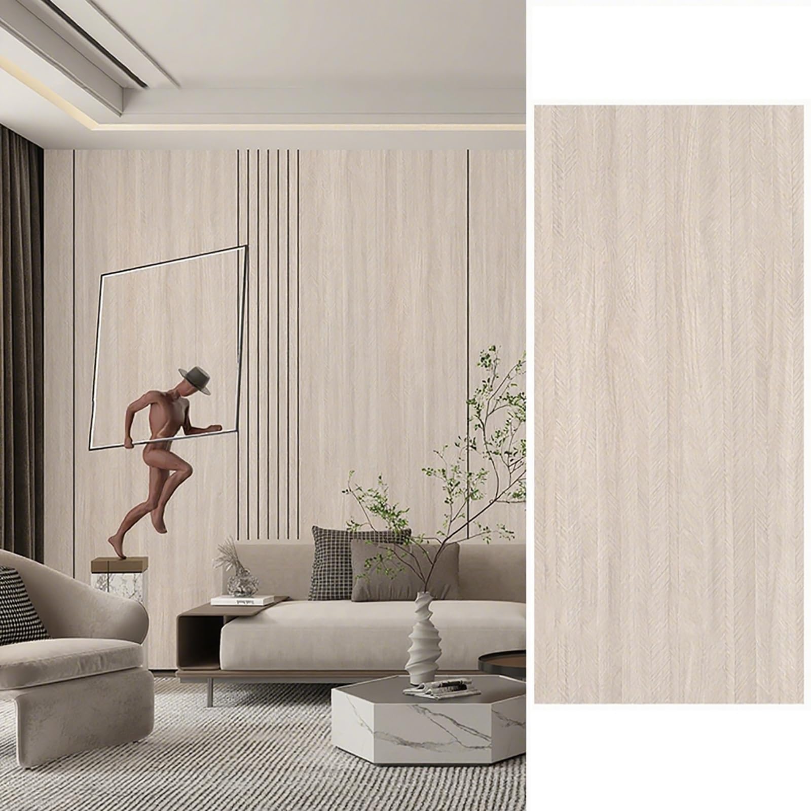 Paneles PVC Pared Paneles de madera autoadhesivos, paneles de pared 3D y paneles de techo decorativos, resistentes y duraderos, sin necesidad de lechada, se cortan con herramientas manuales(9-1)