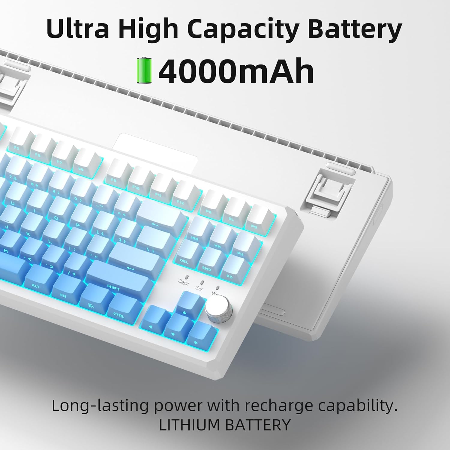 Keyboard with text indicating Ultra High Capacity Battery 4000mAh
