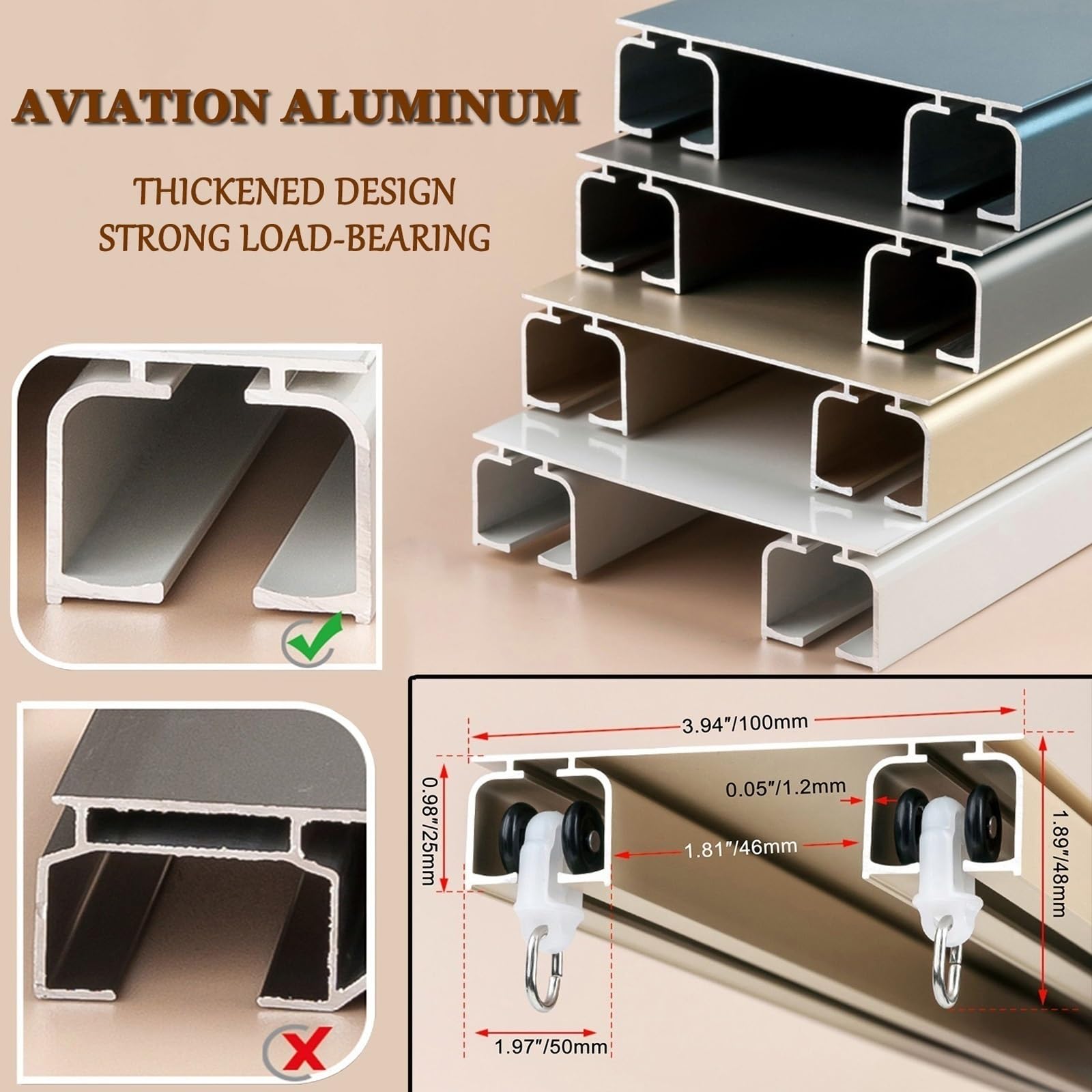 Tringle à rideaux double robuste de luxe idéale pour les cloisons de séparation de pièce – Double rail de haute qualité
