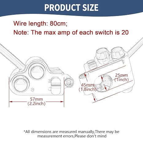 Motorcycle Handlebar Switch 1 25mm Turn Signal Switch Headlight Starter Horn Power Controls Custom Switches For Harley Honda Suzuki Yamaha Kawasaki Victory Cafe Racer Chopper Bobber Universal (Black)