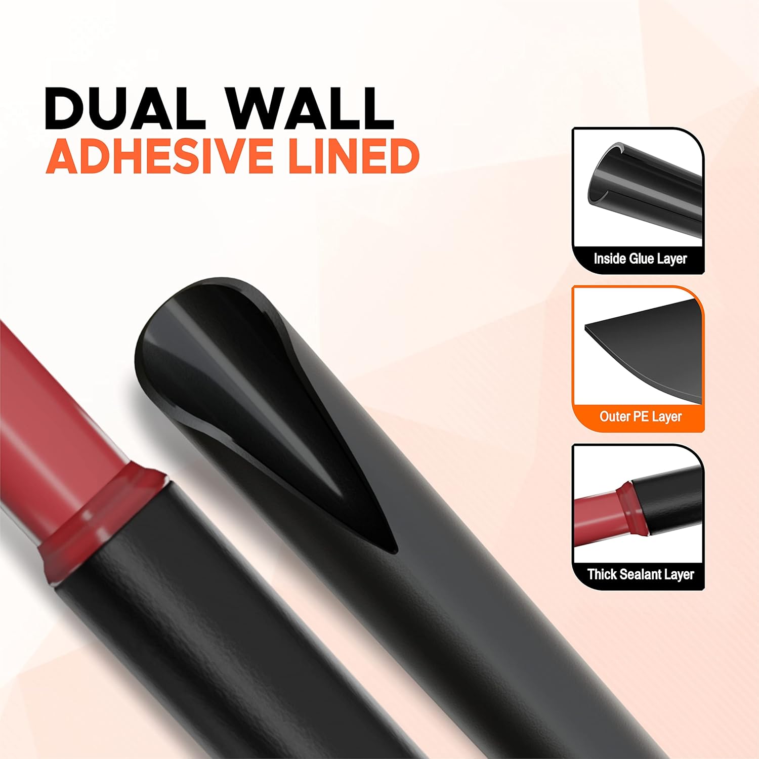 NeoWire Heat Shrink Tubing 1/4", 3:1 Ratio Shrink Tube Industrial and Marine Grade, Dual Wall Adhesive Lined Wire Shrink Wrap Tubing, Heat Shrink Tube for Wires Black, 59 Feet Roll: Industrial & Scientific