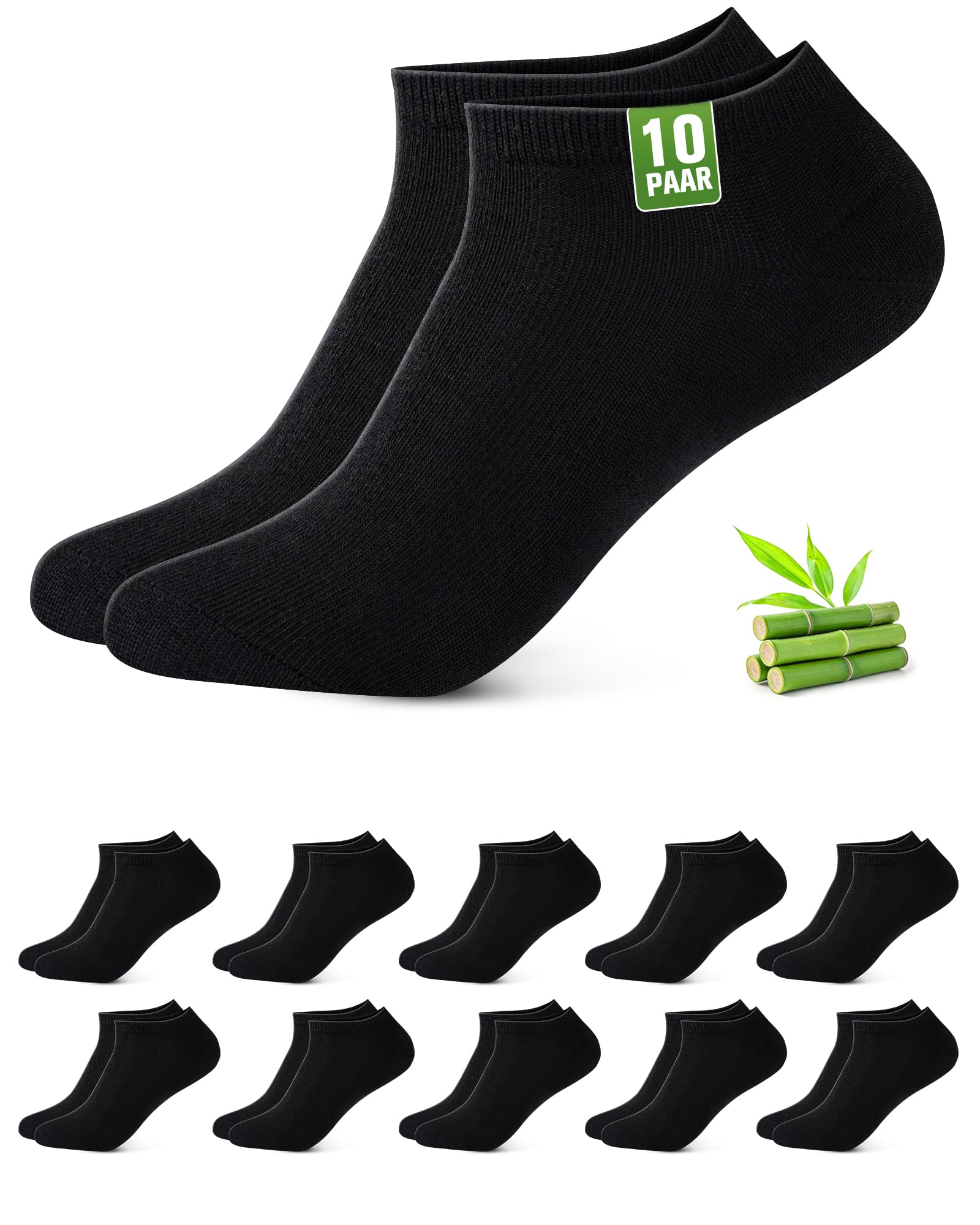 Effeet Calzini a Caviglia in Bambù per Uomini e Donne, 10/20 Paia Bassi – Assorbimento Umidità, Asciugatura Rapida, Ultra-Morbidi, Adatti alla Pelle, Traspiranti, Anti-Sudore