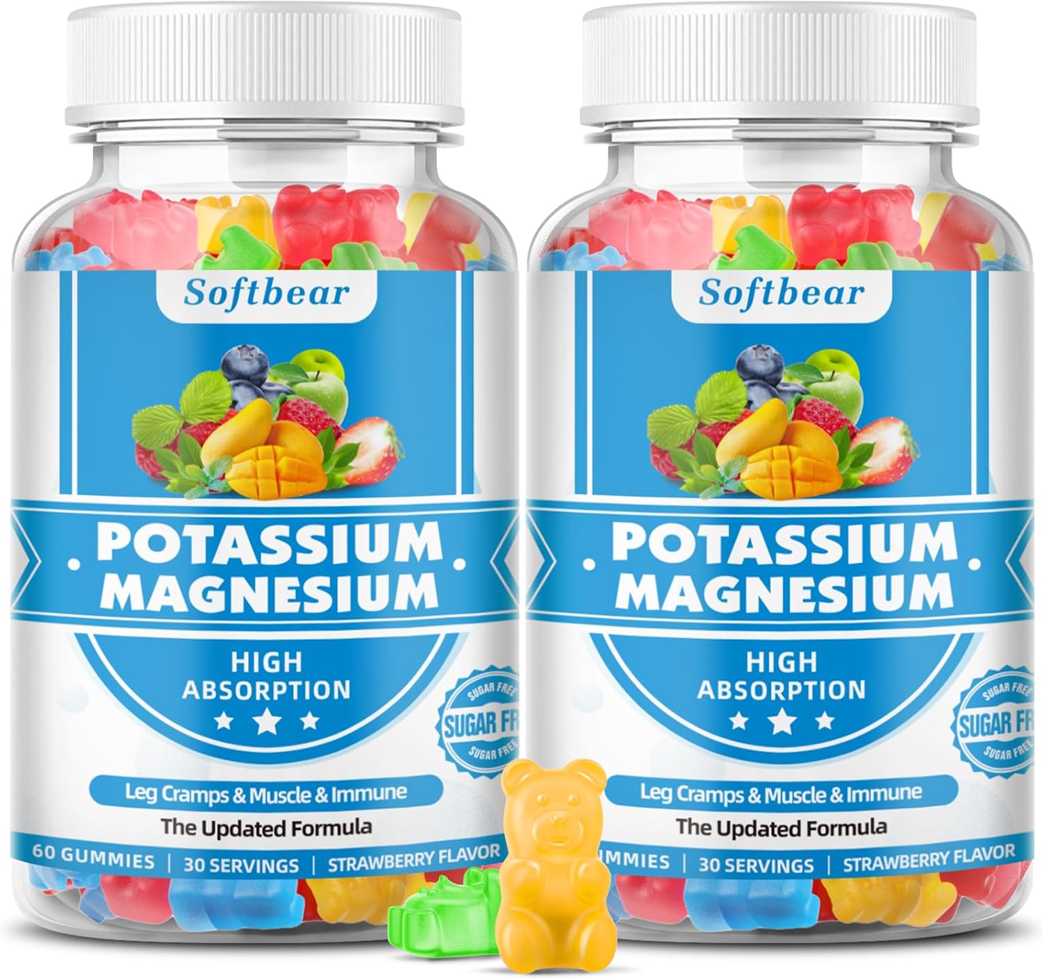 Sugar Free Potassium Magnesium Gummies for Adults Kids