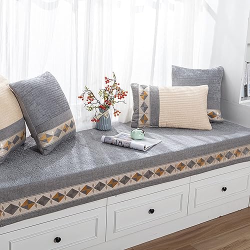 CAMAL Cojines de asiento de ventana estilo bahía para interiores, cojines de asiento de felpilla antideslizantes para interiores, tapete rústico