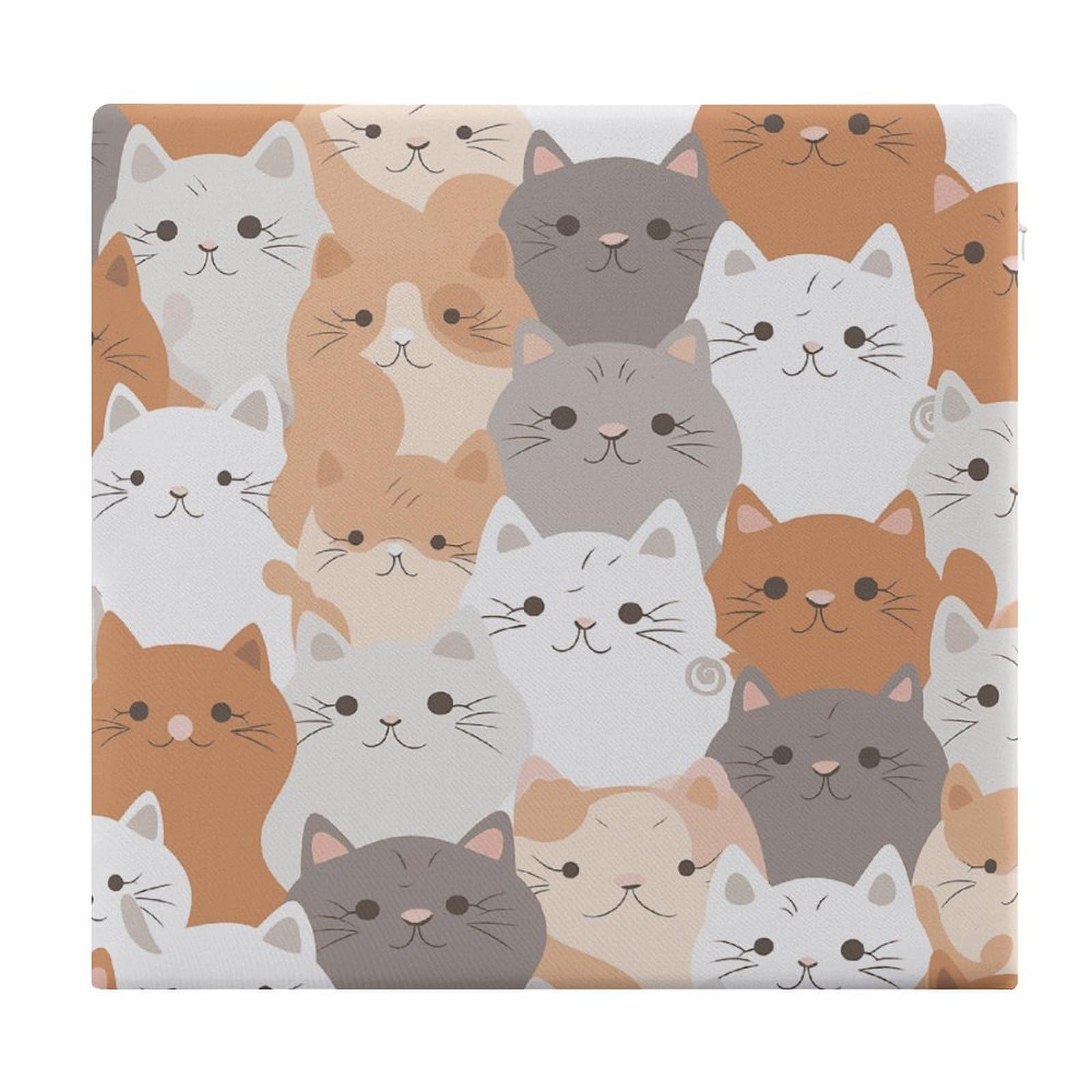 MUSM Orange Cats Chair Cushions Square Indoor Dining Chair Pads Breathable Seat Cushion Memory Foam Pad Ultra Soft Warm Floor Cushion for Kitchen Office Car 13.8”x15”