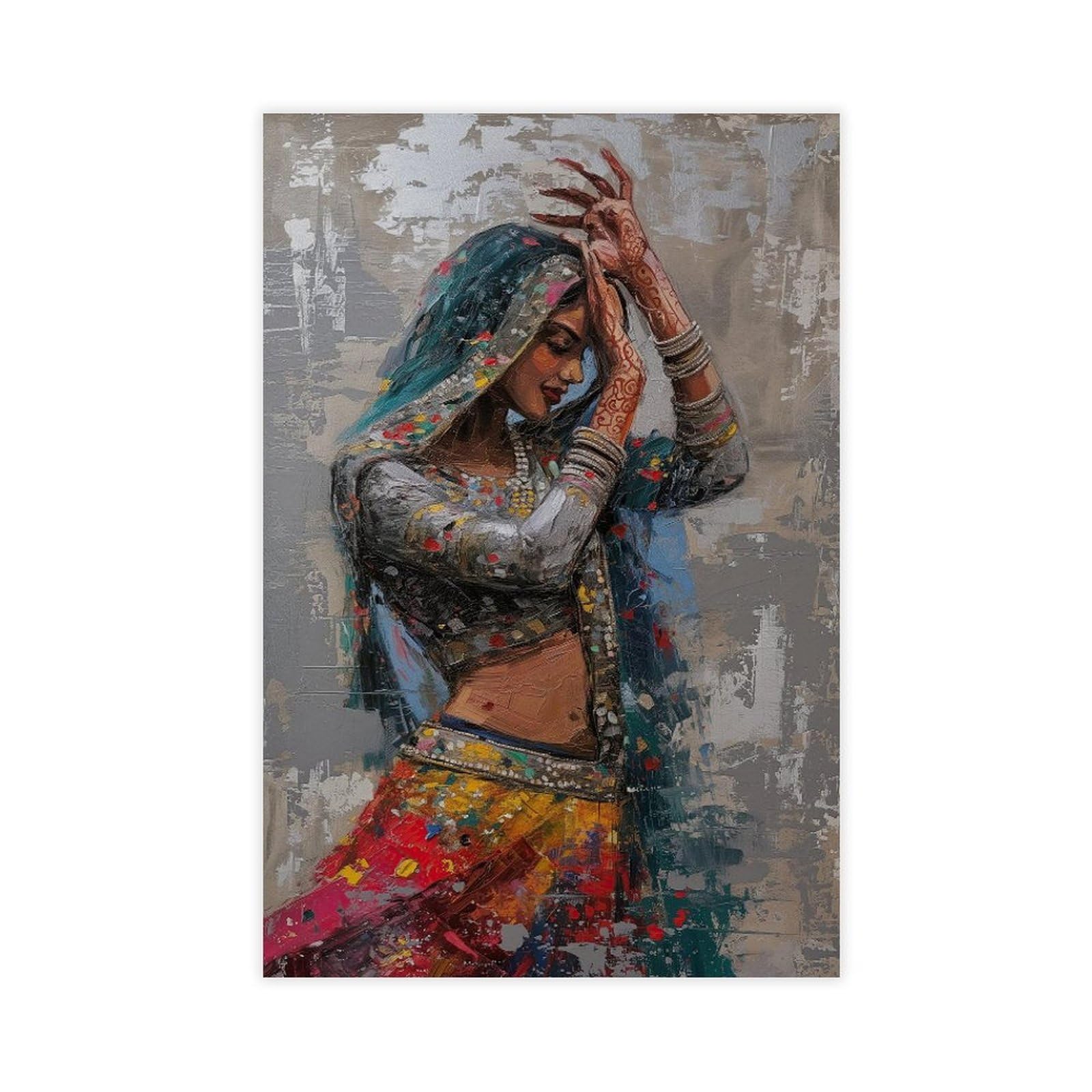 Gqvcjsw Rajasthani Woman- Indian Woman Art Canvas Poster Bedroom Decor Landscape Office Room Decor Gift 24X36inch(60X90cm)