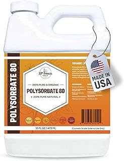 Polysorbate 80 (16oz) | Natural Emulsifier & Solubilizer for Essential Oils, Fragrances, Lotions, Shampoos & Bath Products | Sorbitan Oleate | Improves Clarity & Stability | 16 OUNCES