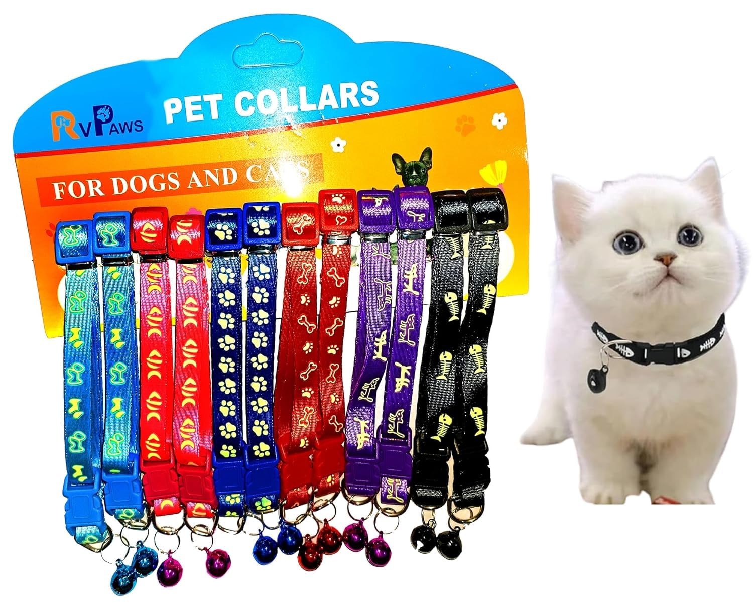 Pups&Ppets10 MM Reflective Collar Glow-in-The-Dark Visibility Reflective Light-up cat Collar for Small Breeds Puppy Kitten Rabbit (Pack of 2 Collar) (B0D4MHVSF2) Amazon Price History, Amazon Price Tracker