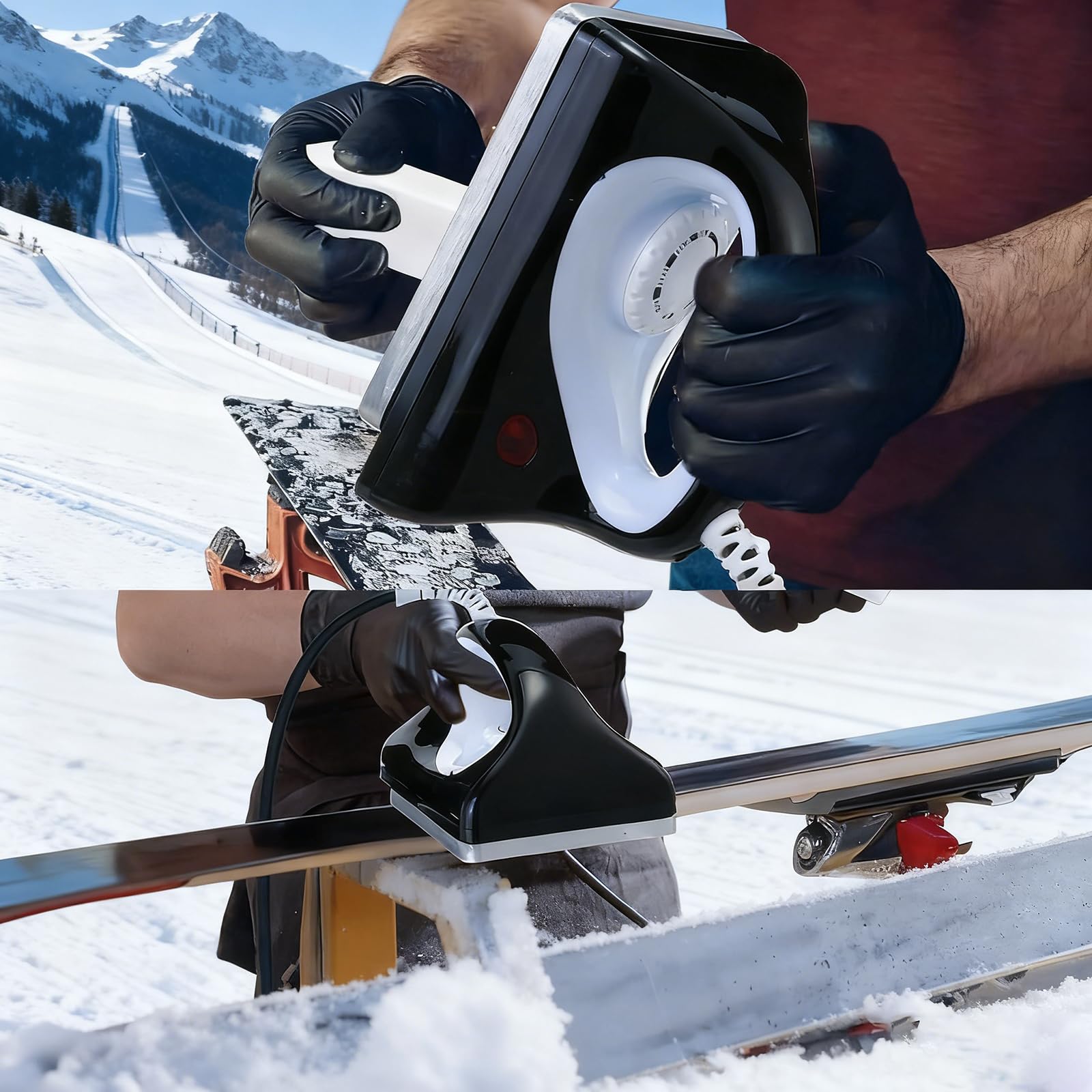 XoTiq Plancha para encerar Snowboard, Control de Temperatura de 3 etapas, Equipo de Encerado Protector, diseño de Placa Base Gruesa, Adecuado para Usar con Tablas de Snowboard y trineos.
