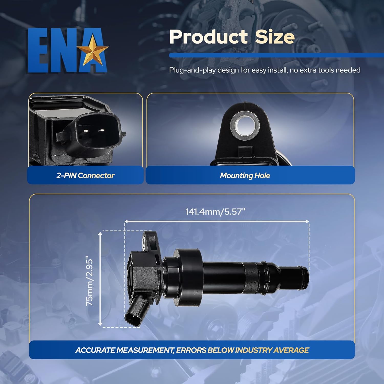 ENA Set of 4 Ignition Coil Packs L4 1.6L 2012 2013 2014 2015 2016 2017 Compatible with Kia Rio Soul Hyundai Accent Veloster 1.6 Coils for UF652 C1803 273012B100