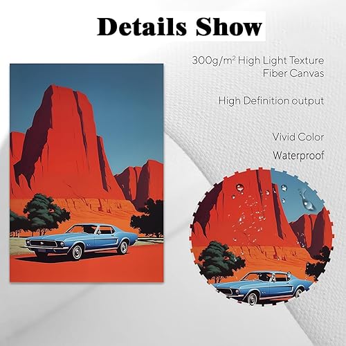 Miniatura 5 de Arte de pared de montaña del desierto, póster vintage azul para automóvil, imágenes de paisaje del suroeste de la naturaleza, desierto, arte de