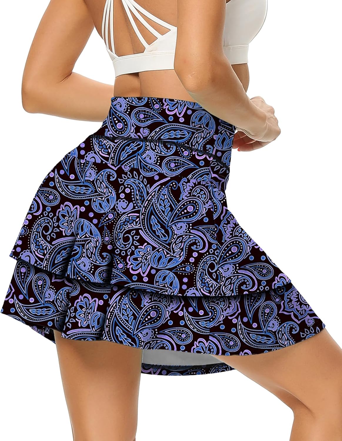 WOWENY Women's Athletic Pleated Tennis Skirt Ladies Active Layered Skort with Pocket Running Golf Skirt with Ruffle - Image 2