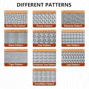 Clay Texture Rollers Clay Machine Roller for Pottery and Ceramics, Modeling Texture Rolling Pin Stencil Board Stamps