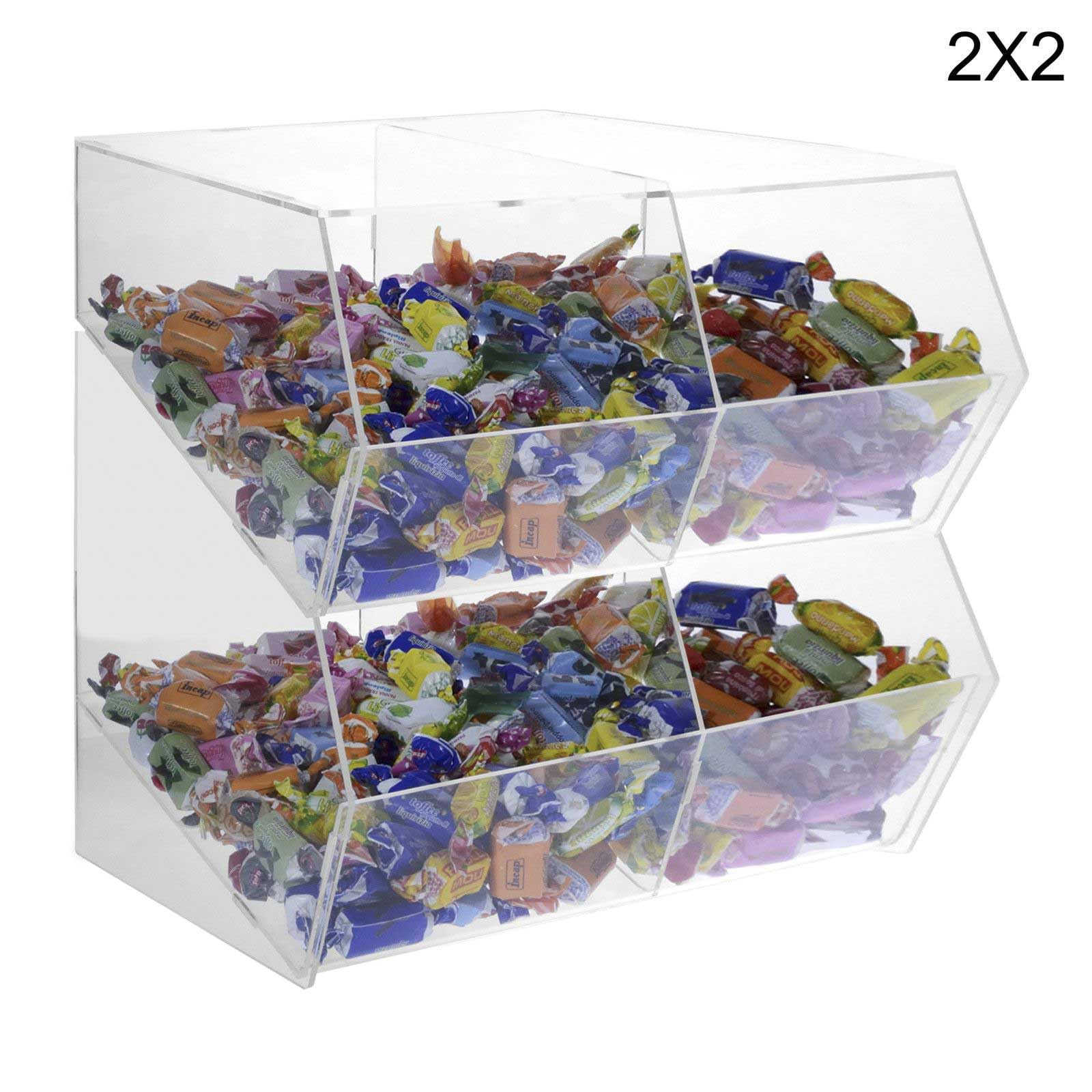 Avà srl Expositor para Caramelos en plexiglás Transparente SIN Puerta con 4 Compartimentos