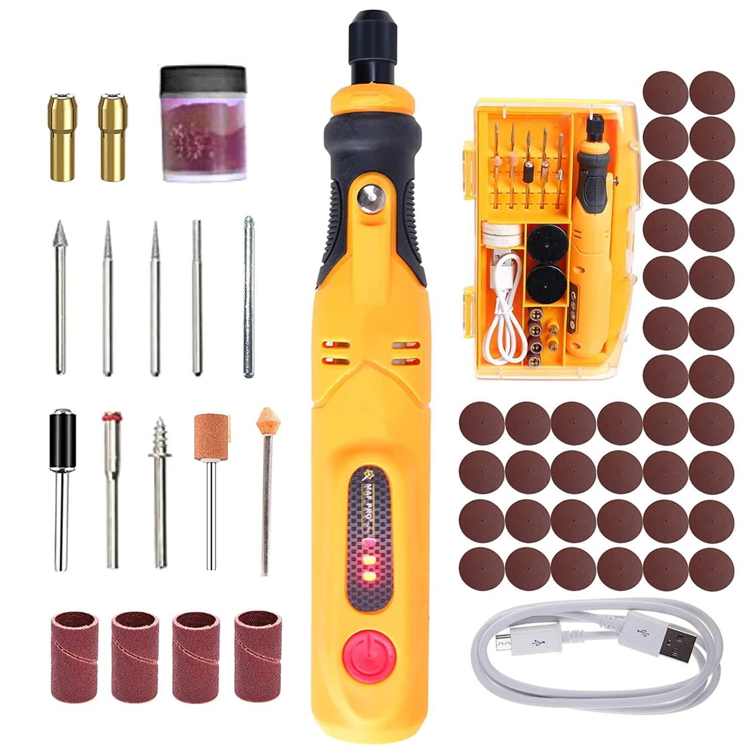 MAF PRO 45-Piece Mini Cordless Rotary Tool Kit – 3-Speed, USB Rechargeable, Multipurpose Tool for Nail Art, Engraving, Drilling, Carving & DIY Crafts