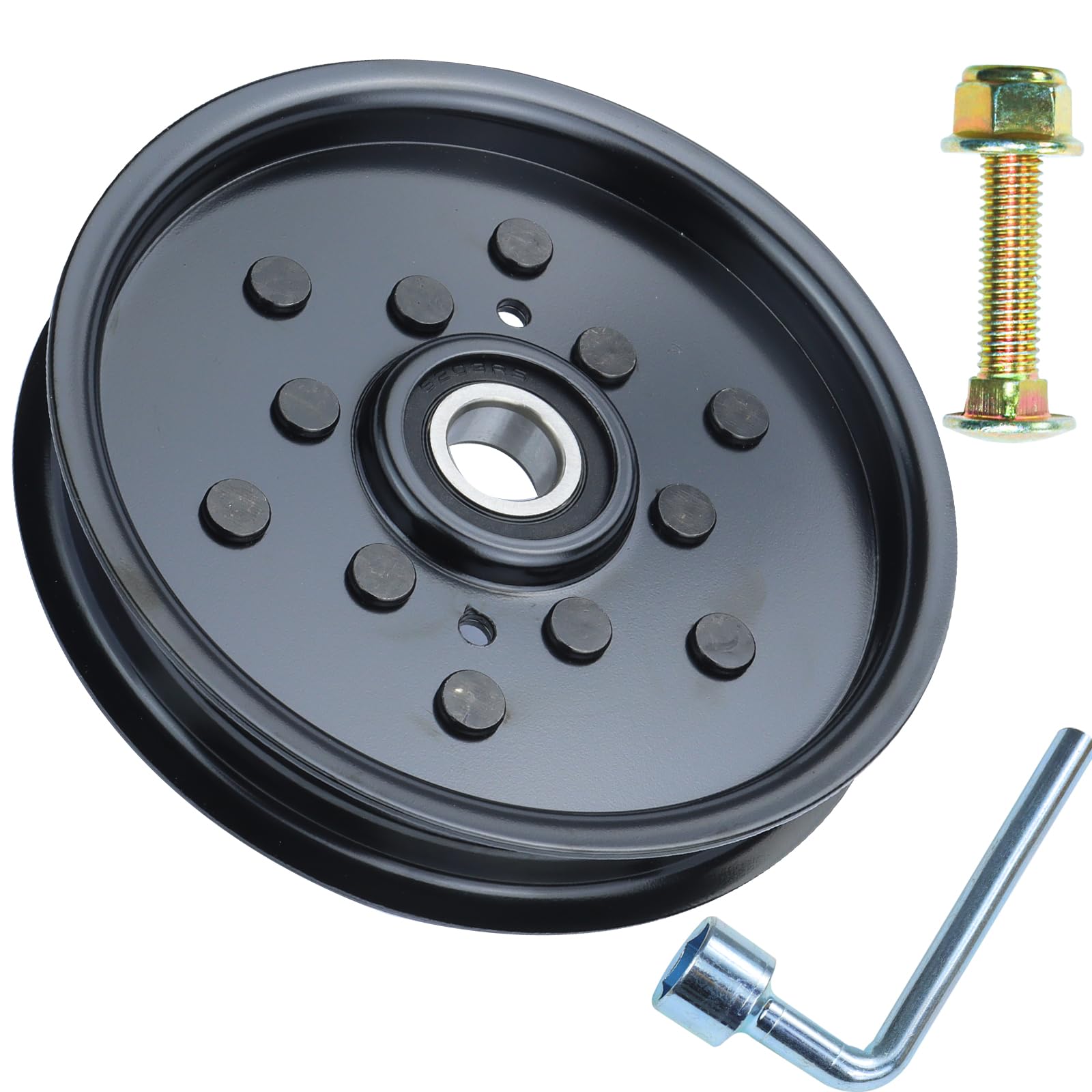 NICHEFLAG AUC16698 Flat Idler Pulley Replaces AM106627 Idler Pulley AM121602, John Deere Idler AUC16698 John Deere Pulley, 78-025 for John Deere Z445